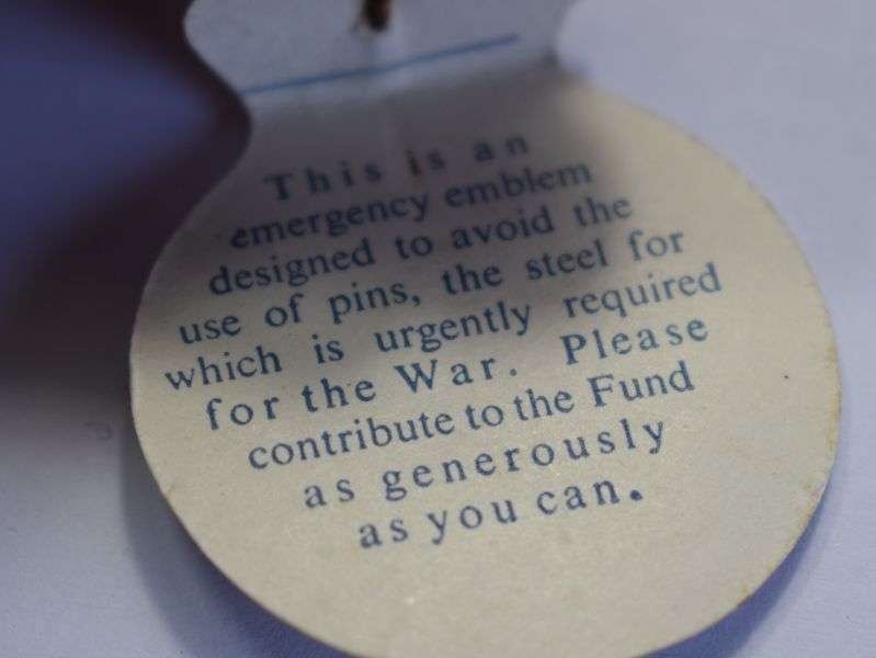 124) Original WW2 National Air Raid Distress Fund Paper Badge — image 2