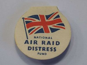 124) Original WW2 National Air Raid Distress Fund Paper Badge