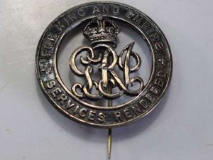 47) Original WW1 Silver Wound Badge For King & Empire …