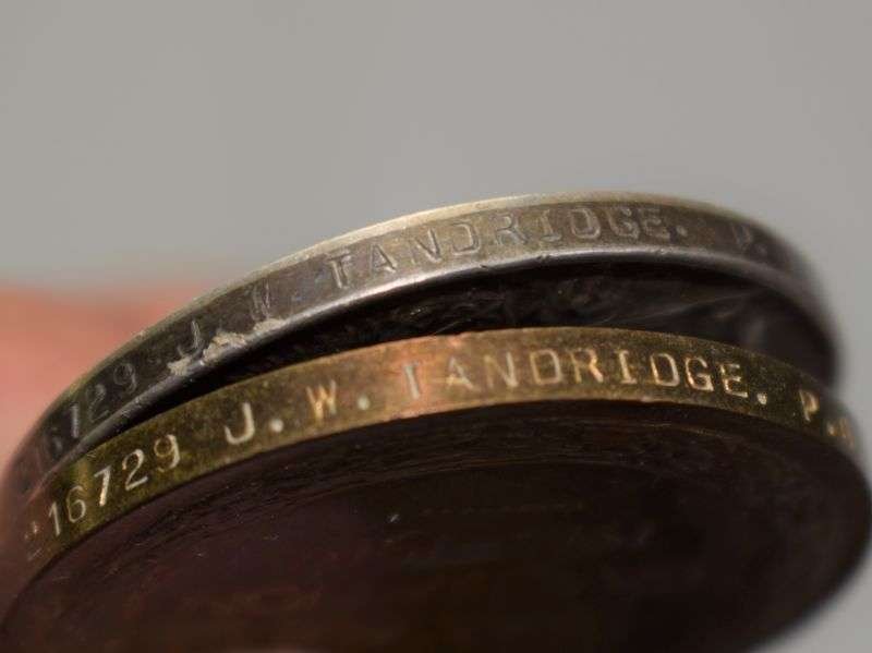 52) WW1 Medal Trio 216729 J.W.TANDRIDGE. L.S. R.N. — image 3