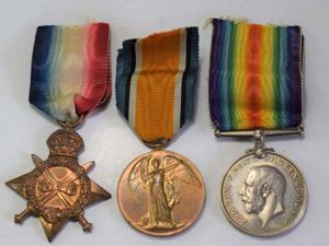 52) WW1 Medal Trio 216729 J.W.TANDRIDGE. L.S. R.N.