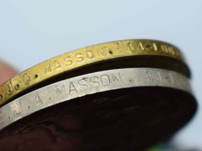 75) WW1 British Full Size Medal Pair 515566 Pte J.A.Masson 14th London Regt — image 3