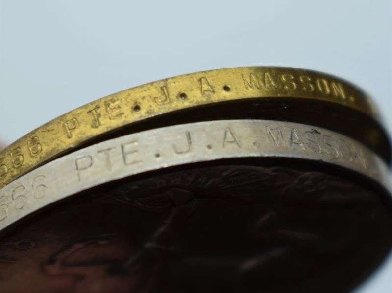 75) WW1 British Full Size Medal Pair 515566 Pte J.A.Masson 14th London Regt — image 4