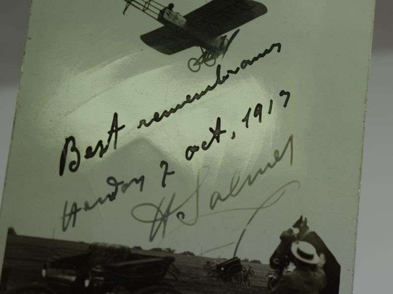 45) Original Pre WW1 Aviator Autographed Photograph Henri Salmet — image 3