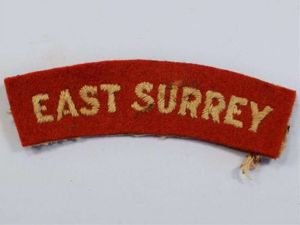 24) Original WW2 East Surrey Cloth Shoulder Title