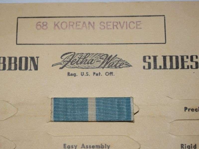 67) Original US Military Korean Service Ribbon Slide Bar on Factory Card Display — image 5