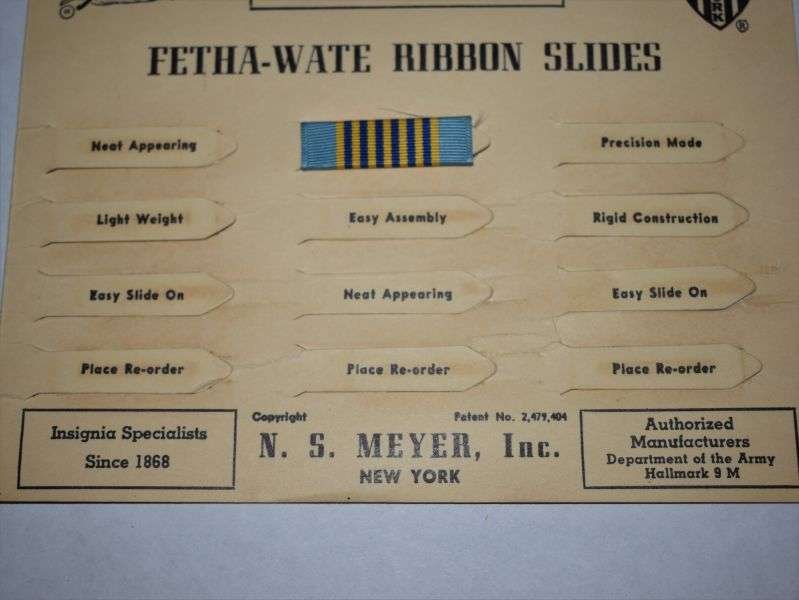 69) Original US Military Airmans Medal Ribbon Slide Bar on Factory Card Display — image 4