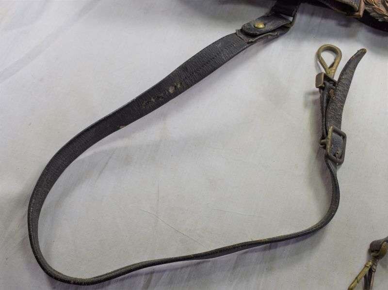 37) WW1 WW2 Royal Navy Officers Leather Sword Belt & Hangers. — image 11