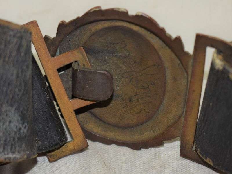 37) WW1 WW2 Royal Navy Officers Leather Sword Belt & Hangers. — image 4