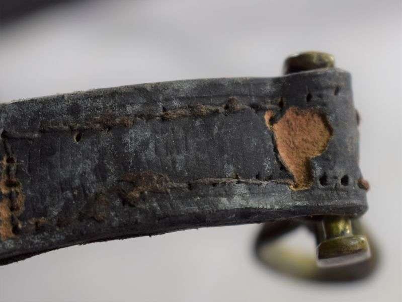 37) WW1 WW2 Royal Navy Officers Leather Sword Belt & Hangers. — image 8