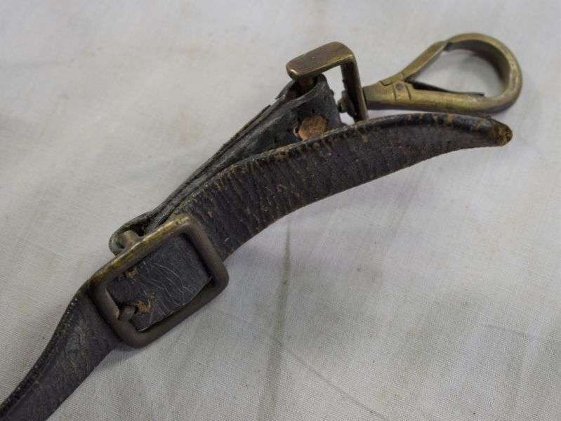 37) WW1 WW2 Royal Navy Officers Leather Sword Belt & Hangers. — image 9