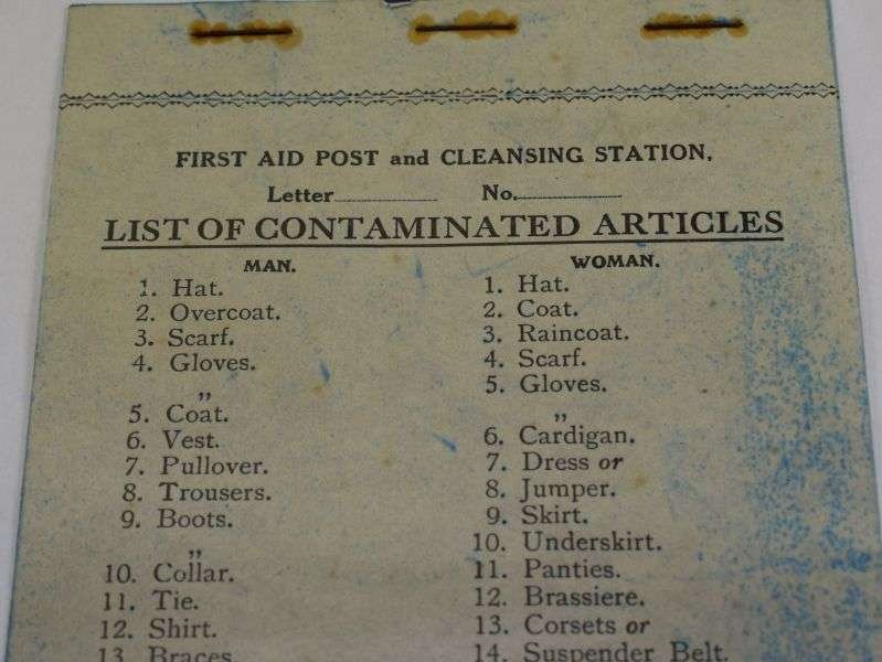 69) WW2 First Aid & Cleansing Station Contaminated Articles Forms Chadderton Public Baths — image 5