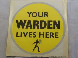 Original WW2-1950s? Civil Defence Warden Lives Here Window Sticker
