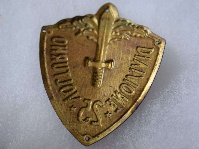 V) Original WW2 Italian 25th Divisione Volturno Sew on Metal Badge — image 2