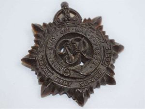 70) Original WW2 British RASC Plastic Economy Cap Badge