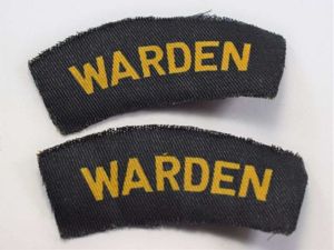 AN) Excellent Original Pair of Air Raid Wardens Printed Shoulder …