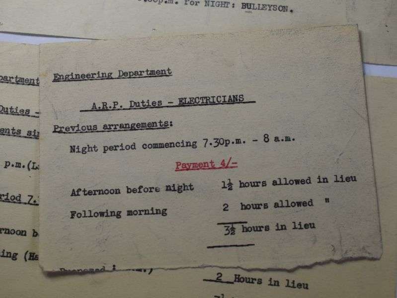 J) Set of 3 WW2 ARP Engeneering Papers, Working Rota etc 1940 — image 7