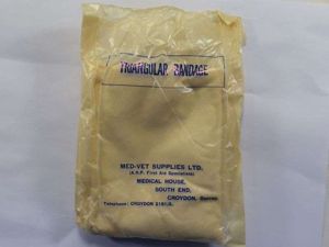 Excellent Original WW2 ARP Issue Triangular Bandage in Original Packaging