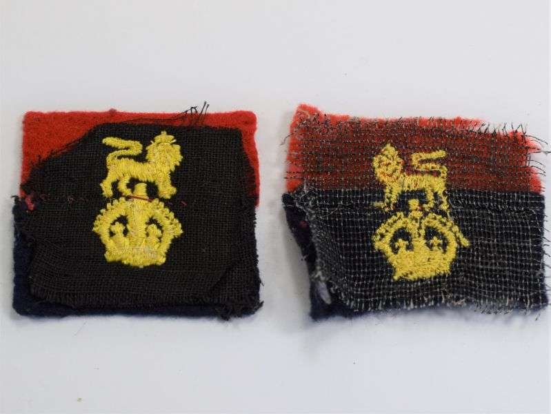 B59) Original Kings Crown War Office Controlled Units Cloth Insignia Pair — image 2
