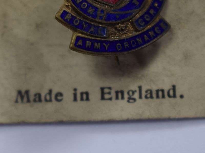 Original WW2 Royal Army Ordnance Corps Sweetheart Brooch Still On Backing Card — image 3