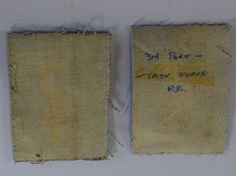 8 Original Post WW2 British Cloth Insignia pair 3rd Port Task Force RE — image 3