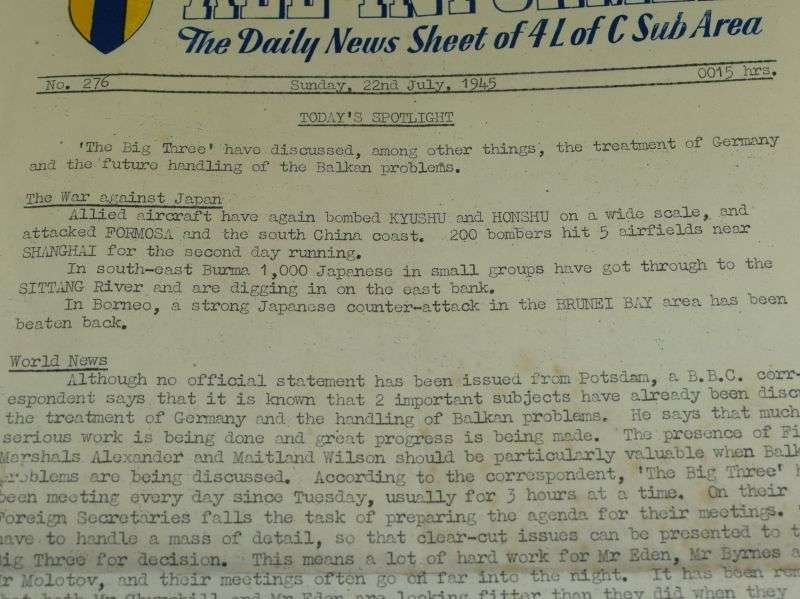 48 Original WW2 21st Army 4 L Of C Daily News Sheet All Informed, 22nd July 1945 — image 5