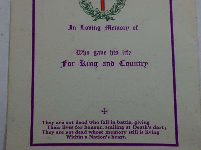 37 Original WW1 WW2 For King & Country Memorial Card Un-Named — image 4