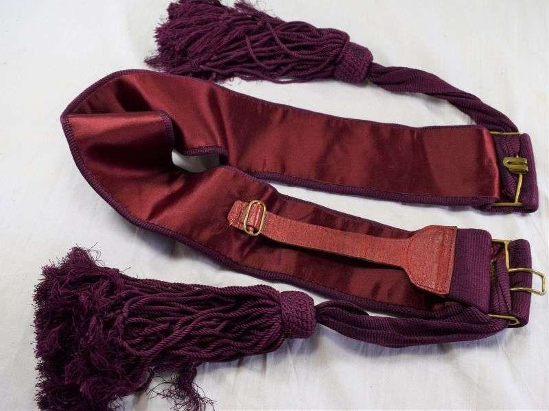 Vintage British Army Maroon Waist Sash with 2 Tassels — image 3