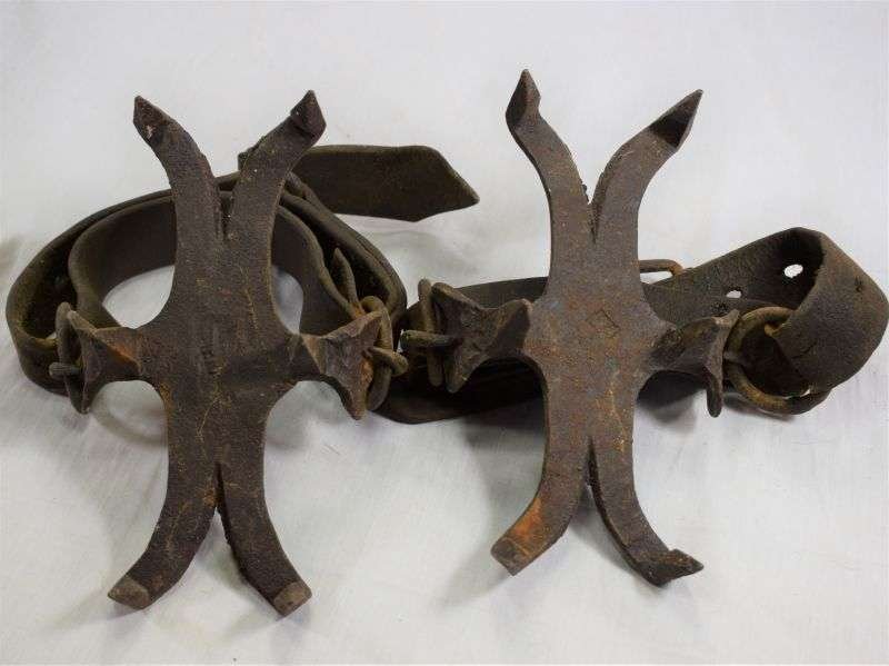 Original WW1 German? Snow/Ice Crampons with Boot Attachment Straps — image 5