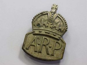 WW2 White Metal ARP Lapel Badge By J.R.Gaunt