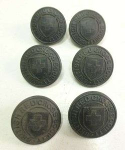 Set 6 WW2 Red Cross Society Tunic Buttons 24mm