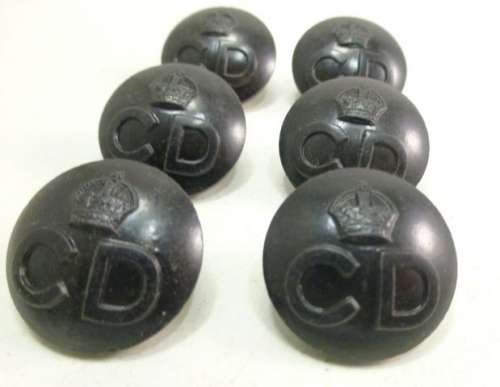 Set 6 WW2 Civil Defence Tunic Buttons 22mm — image 3
