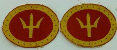 Original WW2 British 44th Division Printed Cloth Badge Pair — image 2
