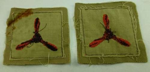 WW2 Era RAF Tropical Issue Propeller Cloth Badge Pair — image 3