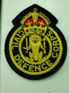 Original kings Crown Civil Defence Corps Cloth Badge