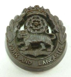 Original Wartime Economy York & Lancaster Regt Cap Badge