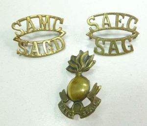 3 WW2 South African Brass Titles SAEC SAMC