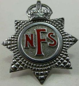 WW2 National Fire service Cap Badge with Hollow Back