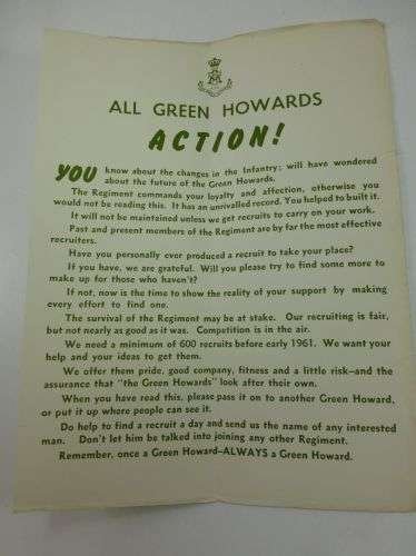 Small original Green Howards Recruiting Poster 1960s — image 2