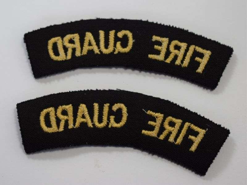 7) Excellent Original WW2 Civil Defence Fire Guard Cloth Shoulder Titles — image 2