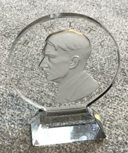 Third Reich Adolf Hitler Glass Plaque