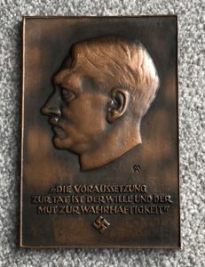 Third Reich Brass Presentation Wall Plaque-Adolf Hitler