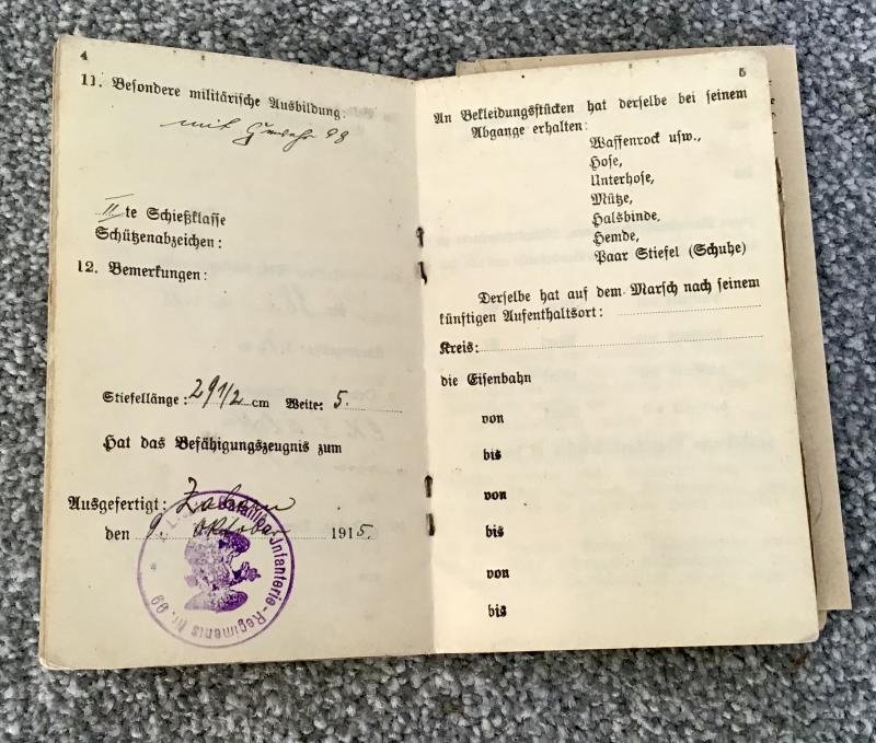 WW1 German Soldiers Military Pass — image 2