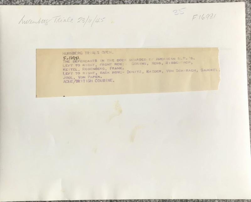 Third Reich Press Photo-Nuremberg War Crimes Trials — image 2