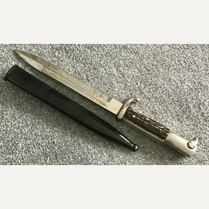 Third Reich Single Etch Dress Bayonet with Stag Grips-Höller