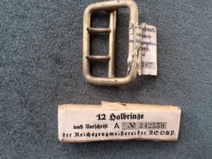 UNISSUED THIRD REICH NSDAP GILT BUCKLE AND GILT 'D' RINGS …