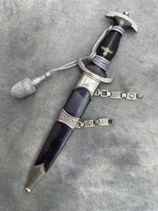 AN EARLY ALL NICKEL SS 1936 CHAINED DAGGER WITH PARTIAL …