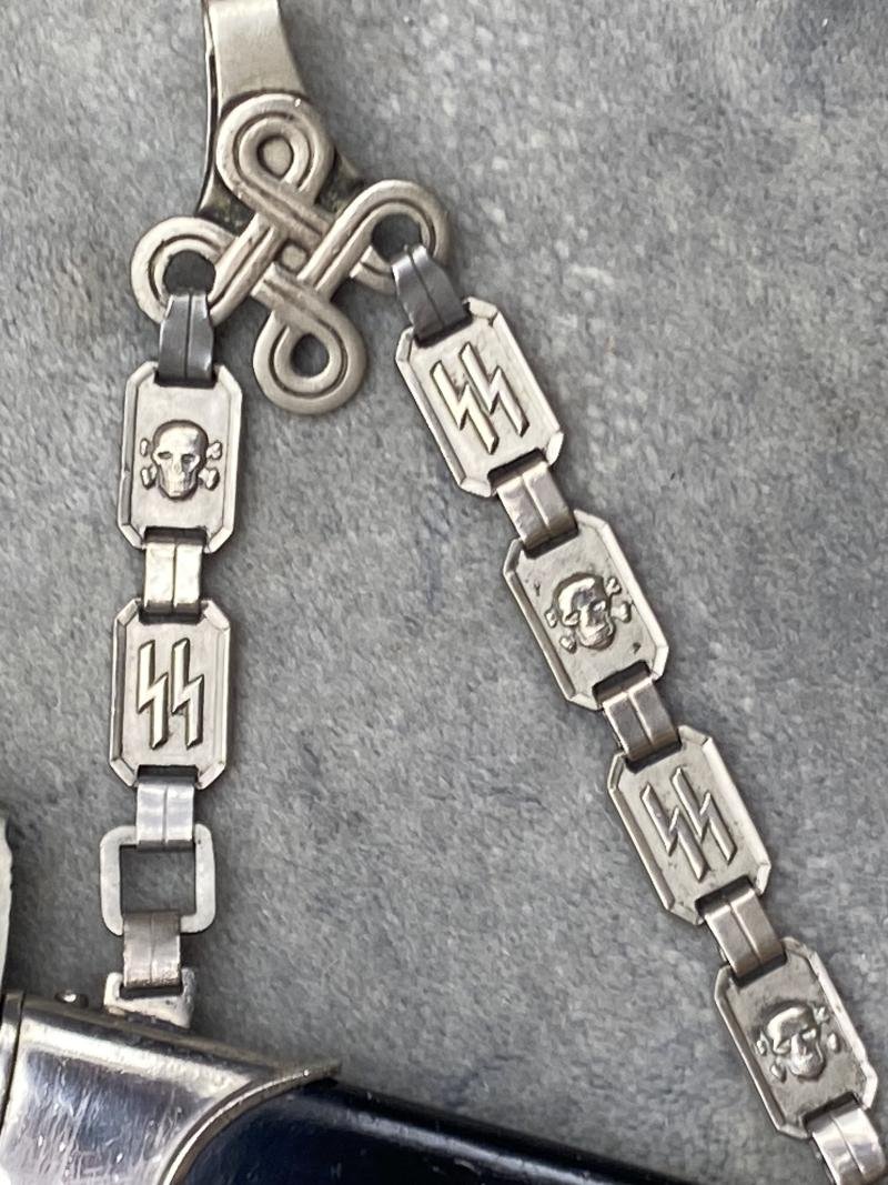 VERY EARLY 1936 SS CHAINED DAGGER - ALL NICKEL FITTINGS! — image 4