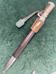 A LONG RURAL POLICE BAYONET BY ALCOSO WITH FROG AND …