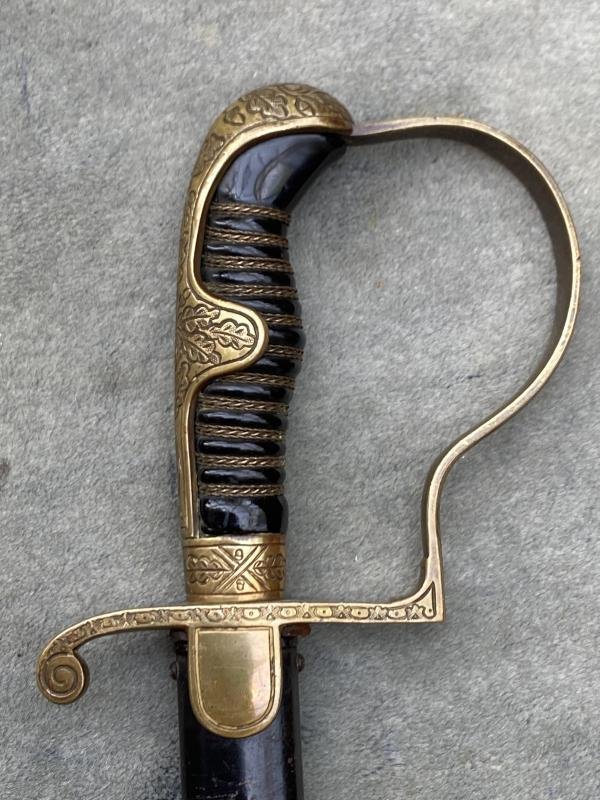 EARLY ALL BRASS WHERMACHT OFFICERS SWORD BY RARE MAKER. — image 4
